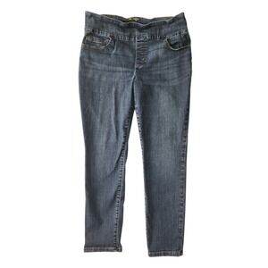 Lee Jeans Womens Size 16 Blue Denim Skinny Leg Sculpting Slim Fit Pull On